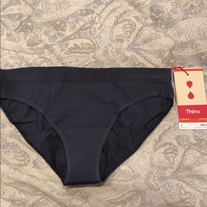 NWT Thinx Organic Cotton Bikini, Black (L)